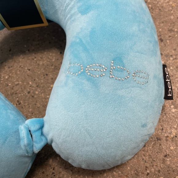 NWT Bebe rhinestone logo Therapeutic Travel Pillow Zipper Cover = Washable! - Picture 5 of 11